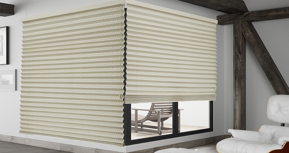 Pleated wooven wood blinds